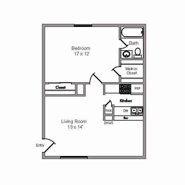 1 Bed • 1 Bath 217 floor plan